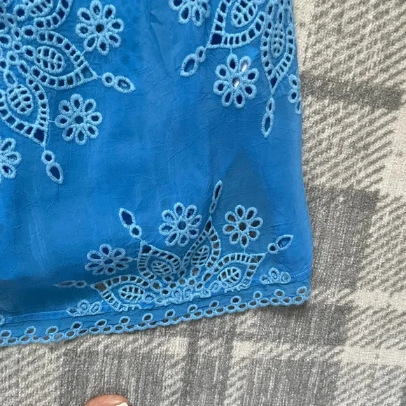 Johnny Was embroidered peasant top in Azure Blue - Picture 10 of 12